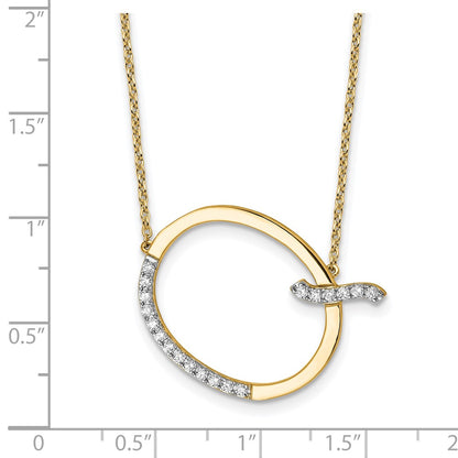 14K Yellow Gold Sideways Diamond Initial Q 18 Inch Necklace