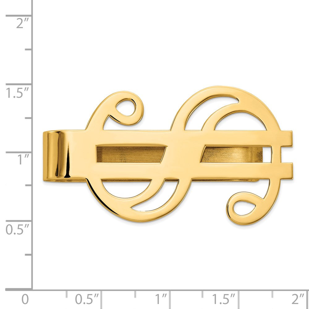 14K Yellow Gold Dollar Sign Polished Money Clip