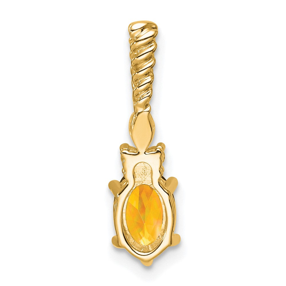 14K Yellow Gold Diamond and 7x5 Oval November/Citrine Twisted Chain Slide