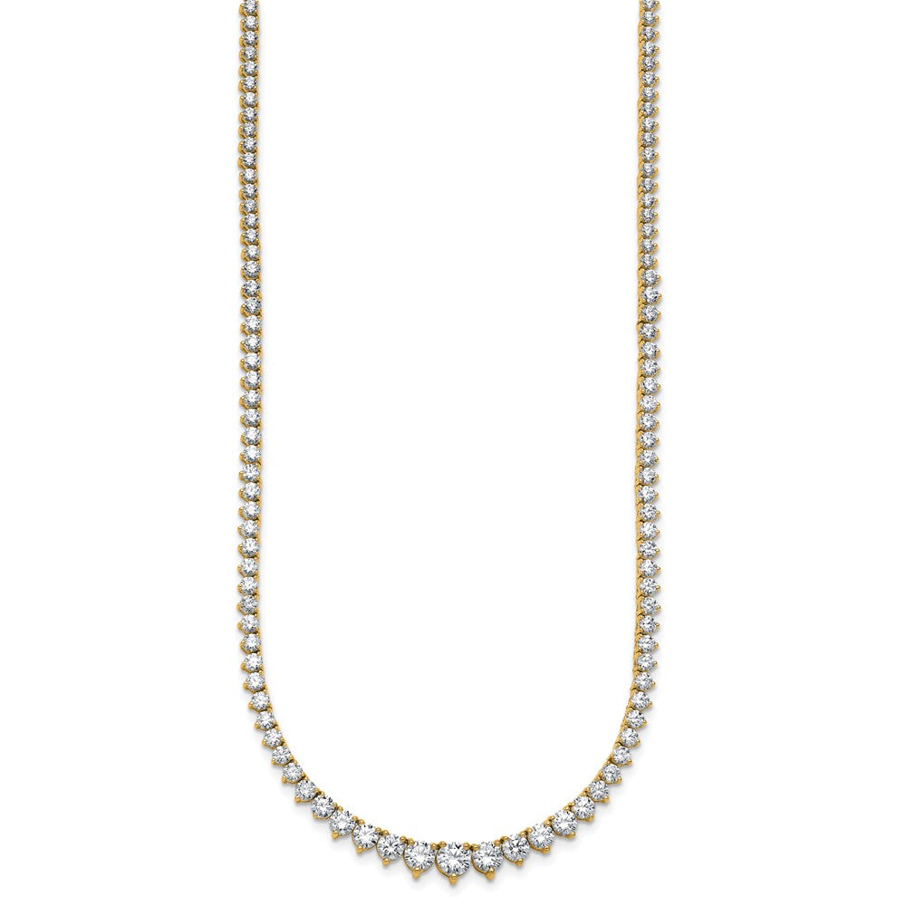 14K Yellow Gold 10 7/8 carat Lab Grown Diamond VS/SI+ G+ Complete Round 18 Inch Graduated Tennis Necklace