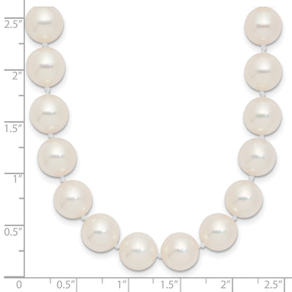 14K Yellow Gold Polished 9-10mm Round Akoya Saltwater Cultured Pearl 18 Inch Necklace