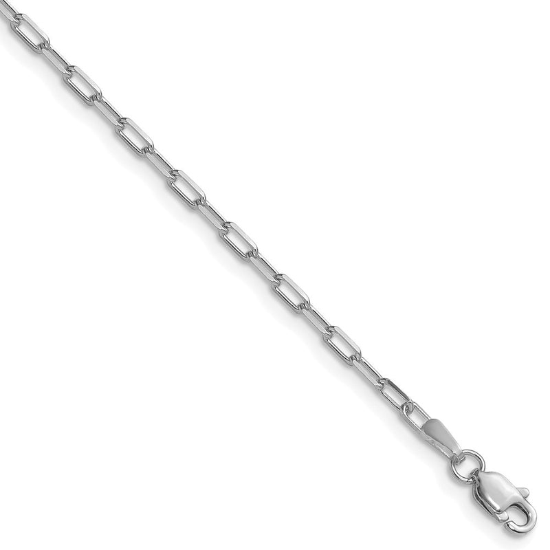 14K White Gold 2.1mm Solid Beveled Paperclip 24 Inch Chain