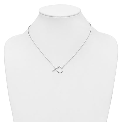 14K White Gold Sideways Diamond Initial P 18 Inch Necklace