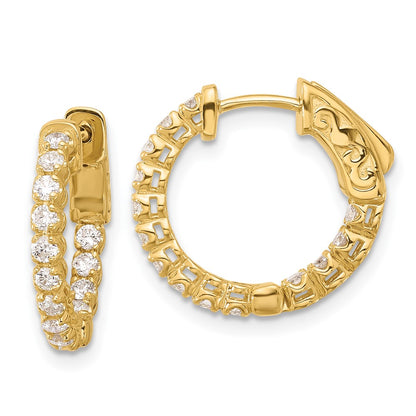 14K Yellow Gold .56 carat Diamond In/Out Hoop w/Safety Clasp Earrings