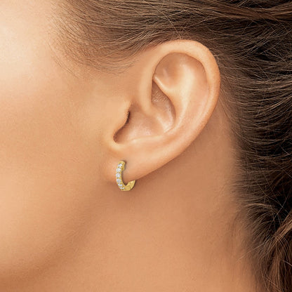 14K Yellow Gold .42 carat Diamond Round Hoop w/Safety Clasp Earrings