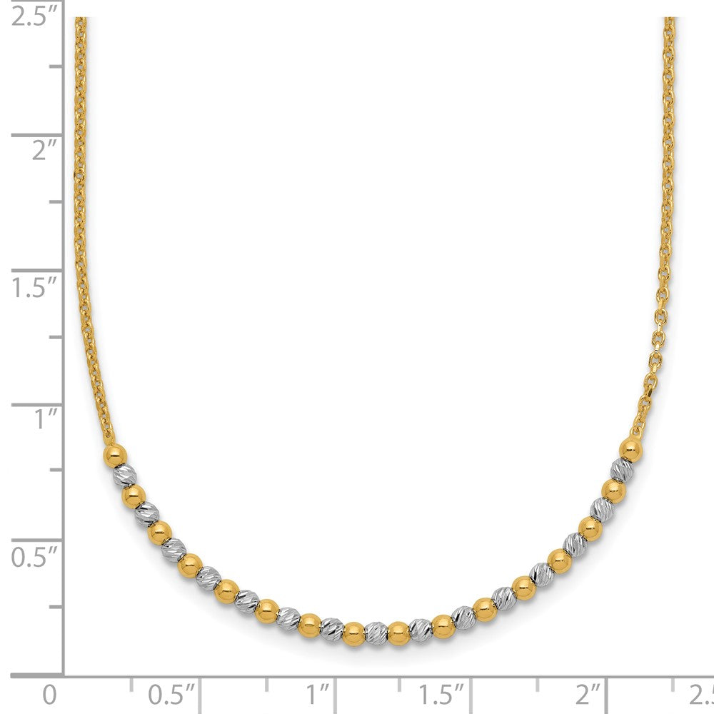 14K Two-Tone Gold Two-tone Diamond-cut Beaded 18 Inch Necklace