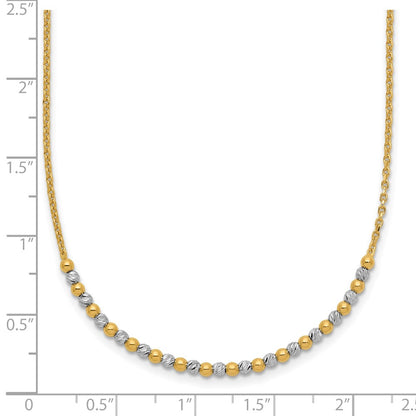 14K Two-Tone Gold Two-tone Diamond-cut Beaded 18 Inch Necklace