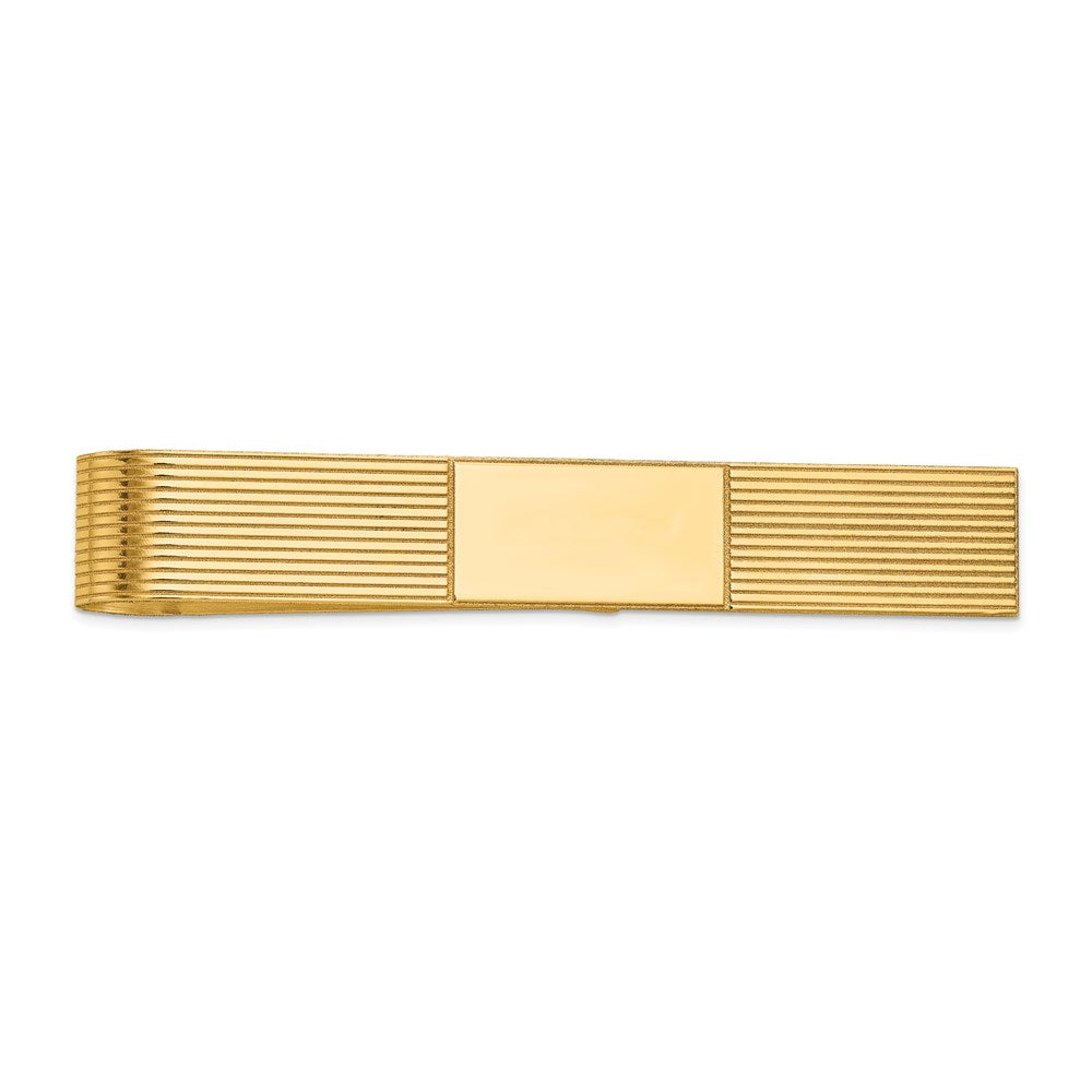 14K Yellow Gold Men's Grooved Engravable Tie Bar