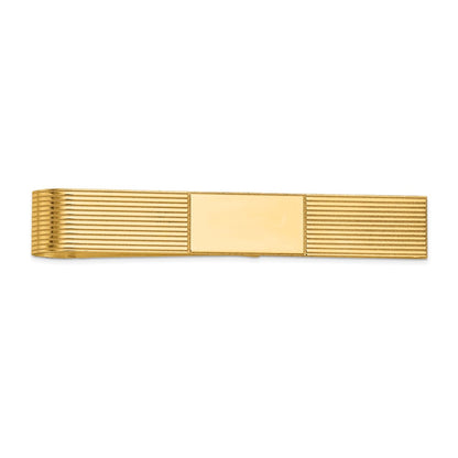 14K Yellow Gold Men's Grooved Engravable Tie Bar