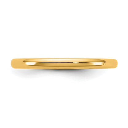 14K Yellow Gold 2mm European Comfort Fit Wedding Band Ring