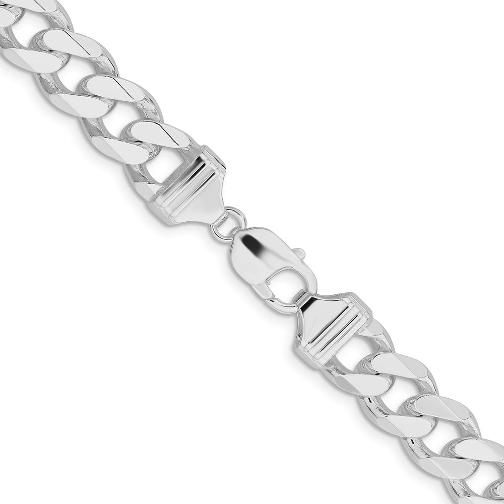 Sterling Silver Rhodium-plated 13mm Curb 28 Inch Chain
