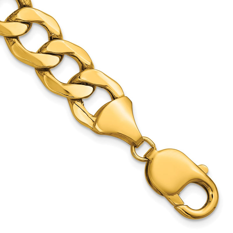 14K Yellow Gold 11.3mm Semi-Solid Curb Chain Bracelet