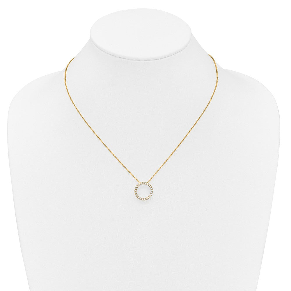 14K Yellow Gold Polished 1/2 carat Diamond Circle 18 Inch Necklace