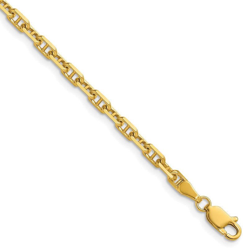 14K Yellow Gold 3.5mm D/C Mariner Anchor Chain Bracelet
