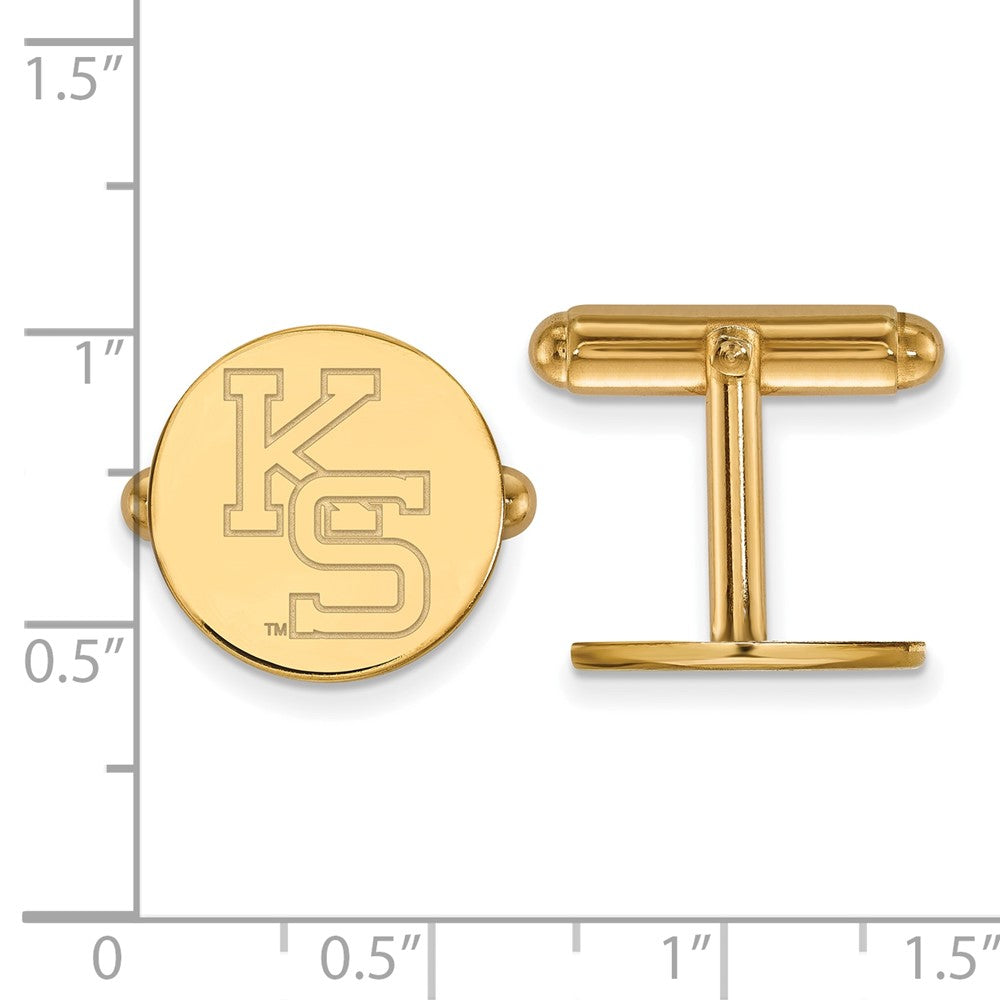 14K Yellow Gold Gold LogoArt Kansas State University K-S Cuff Links