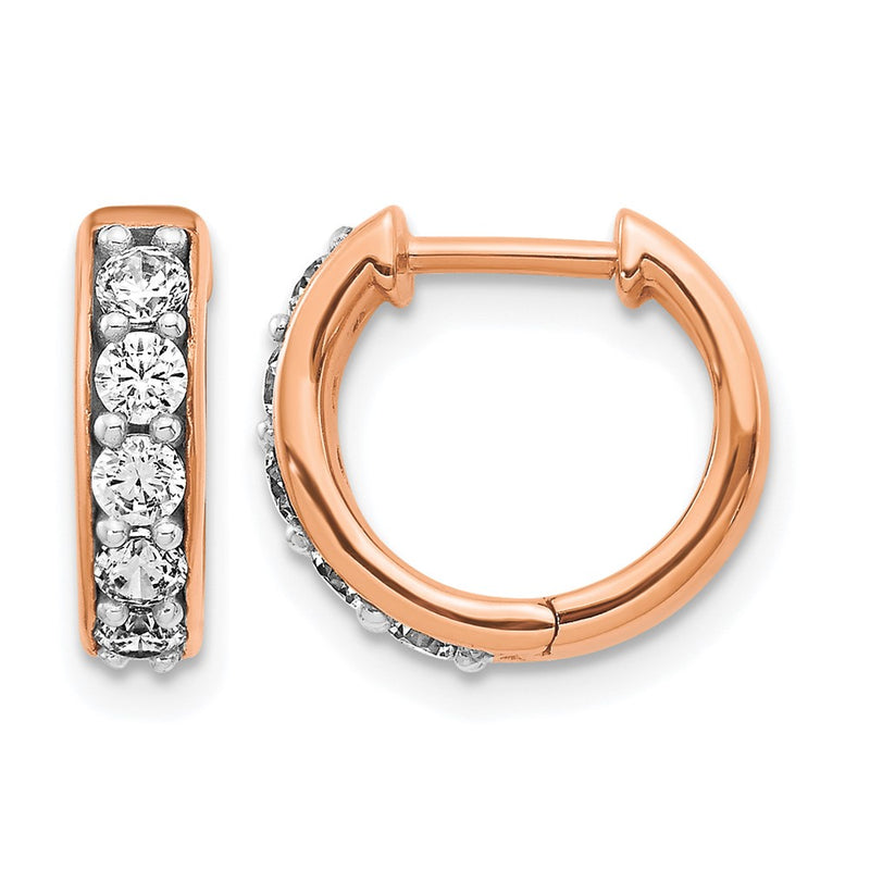 14K Rose Gold 1/2 carat Diamond Hinged Hoop Earrings