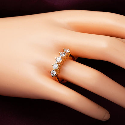 14K Rose Gold Five Stone Cubic Zirconia Ring