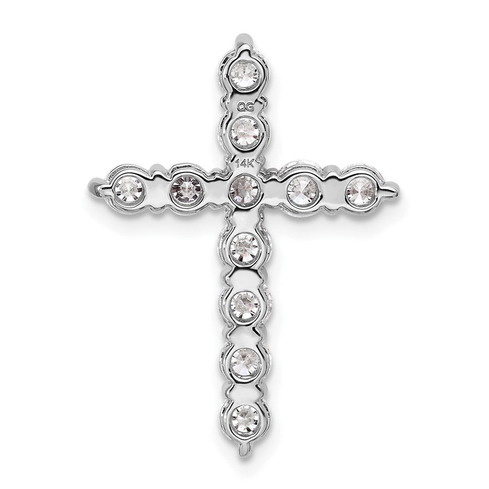 14K White Gold 1 1/2 carat Lab Grown Diamond VS+ F+ Complete Cross Chain Slide Pendant
