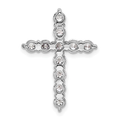 14K White Gold 1 1/2 carat Lab Grown Diamond VS+ F+ Complete Cross Chain Slide Pendant