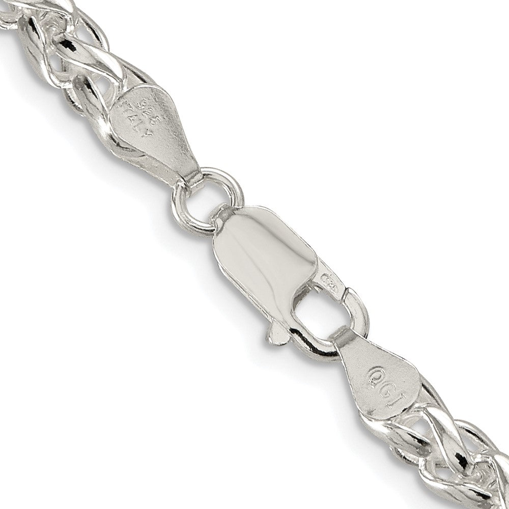 Sterling Silver Rhodium-plated 5mm Round Spiga 22 Inch Chain