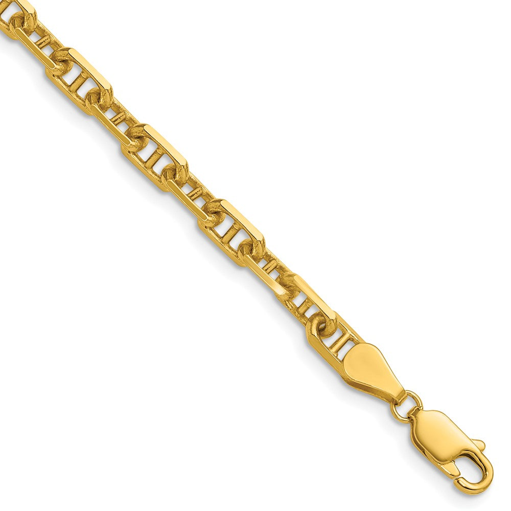 14K Yellow Gold 5.0mm D/C Mariner Anchor 7 Inch Chain