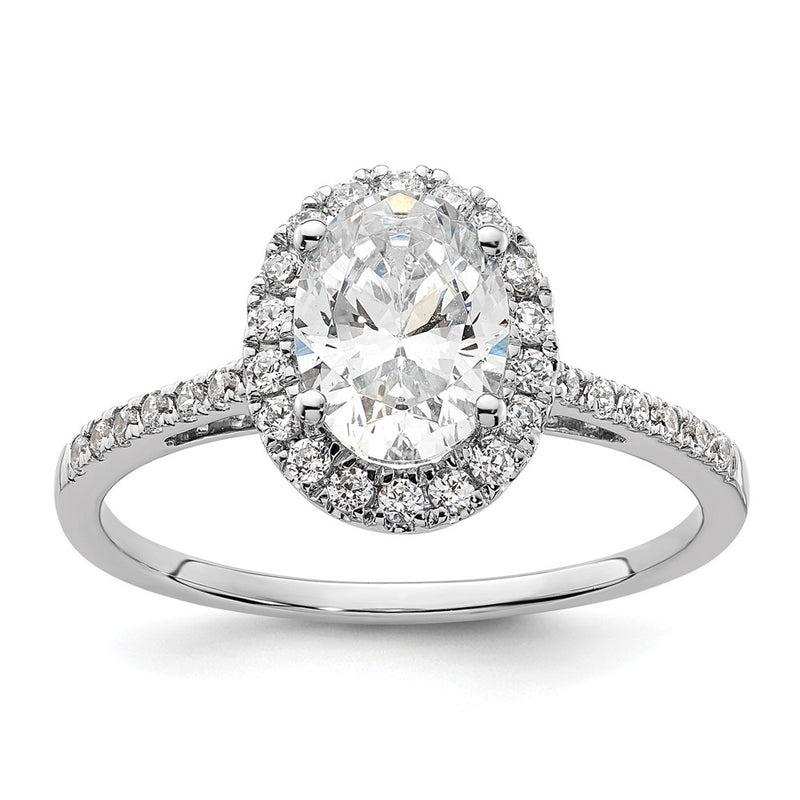 14K Two-Tone Gold Two-tone Halo (Holds 1.5 carat (8x6mm) Oval Center) 1/3 carat Diamond Semi-mount Engagement Ring