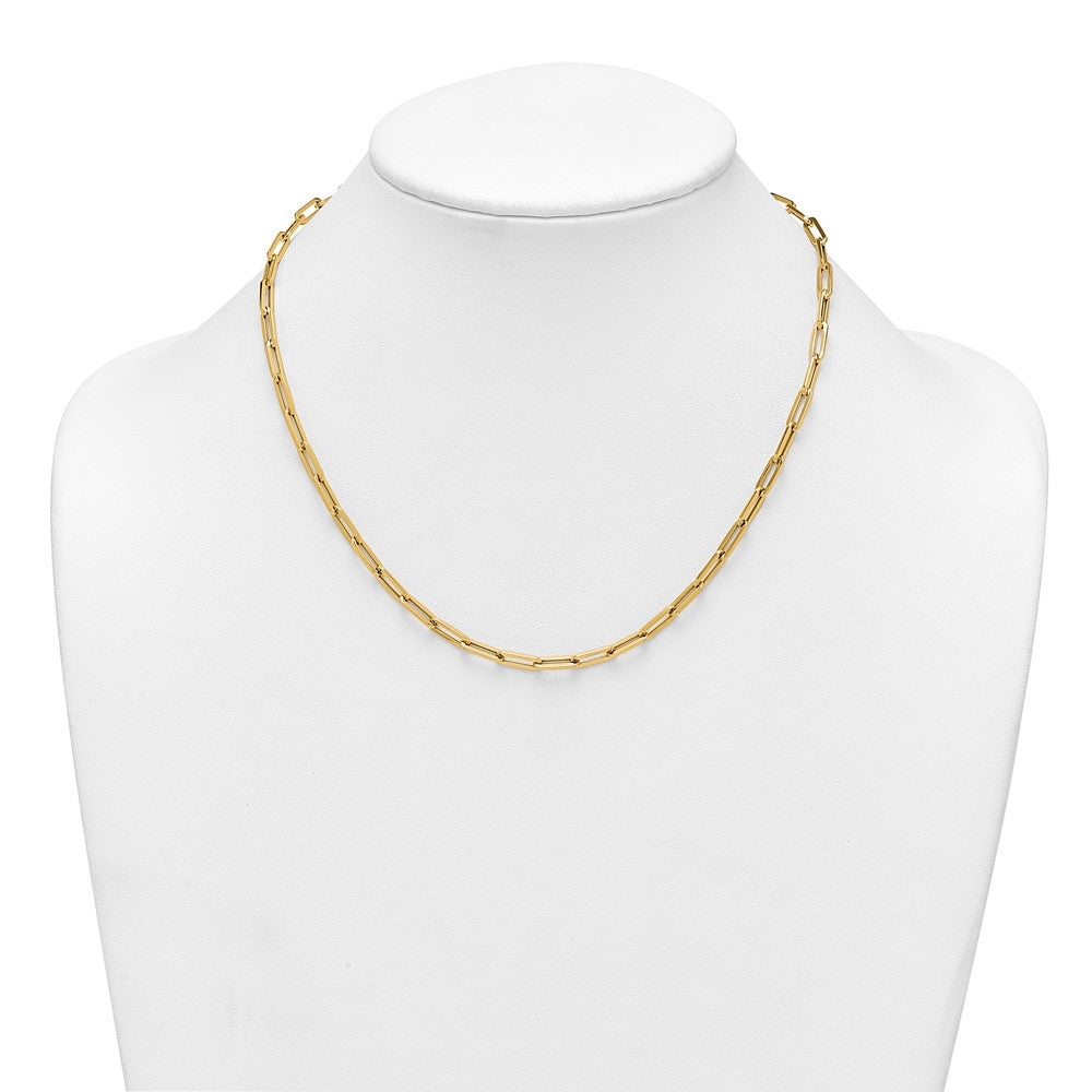 14K Yellow Gold Polished 4mm Paperclip Link 18 Inch Necklace