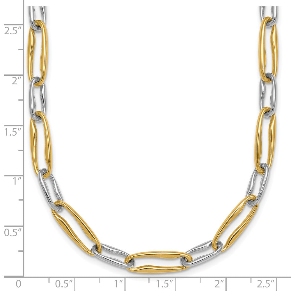 14K Two-Tone Gold Two-tone Polished 5.75mm Fancy Long Link 18 Inch Necklace