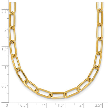 14K Yellow Gold Polished 4.75mm Paper Clip Link 18 Inch Necklace