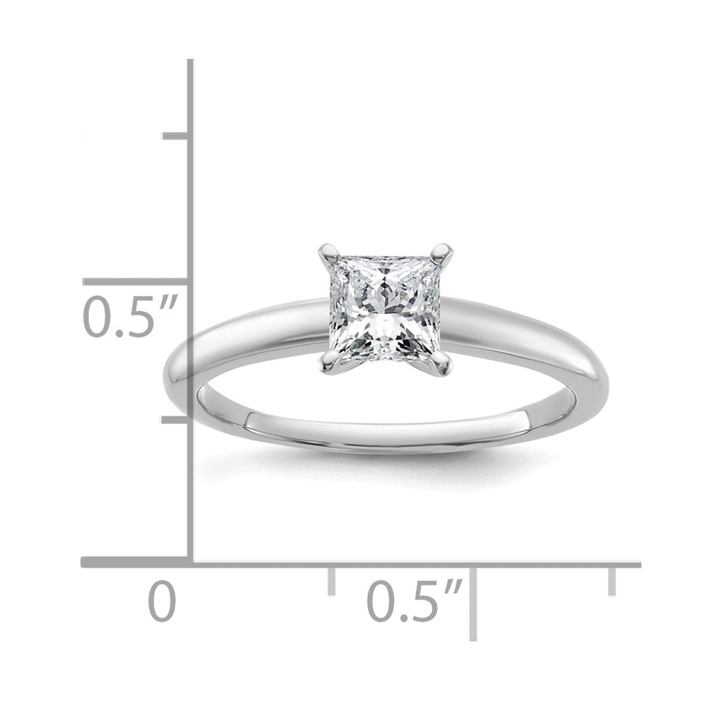 14K White Gold 3/4 carat Lab Grown Diamond VS+ F+ Princess Complete Solitaire Engagement Ring