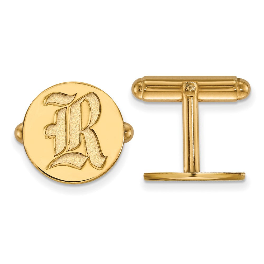 14K Yellow Gold Gold LogoArt Rice University Letter R Cuff Links