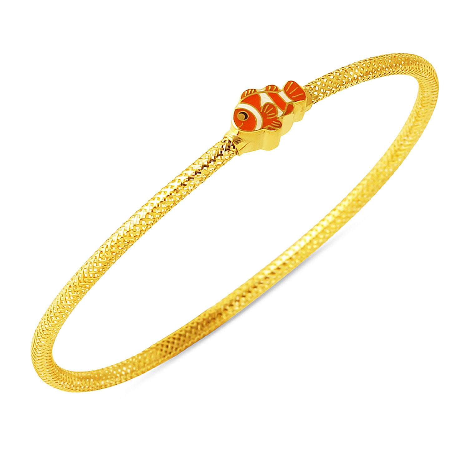 14K Yellow Gold Italian Fish Enamel Children's Bangle