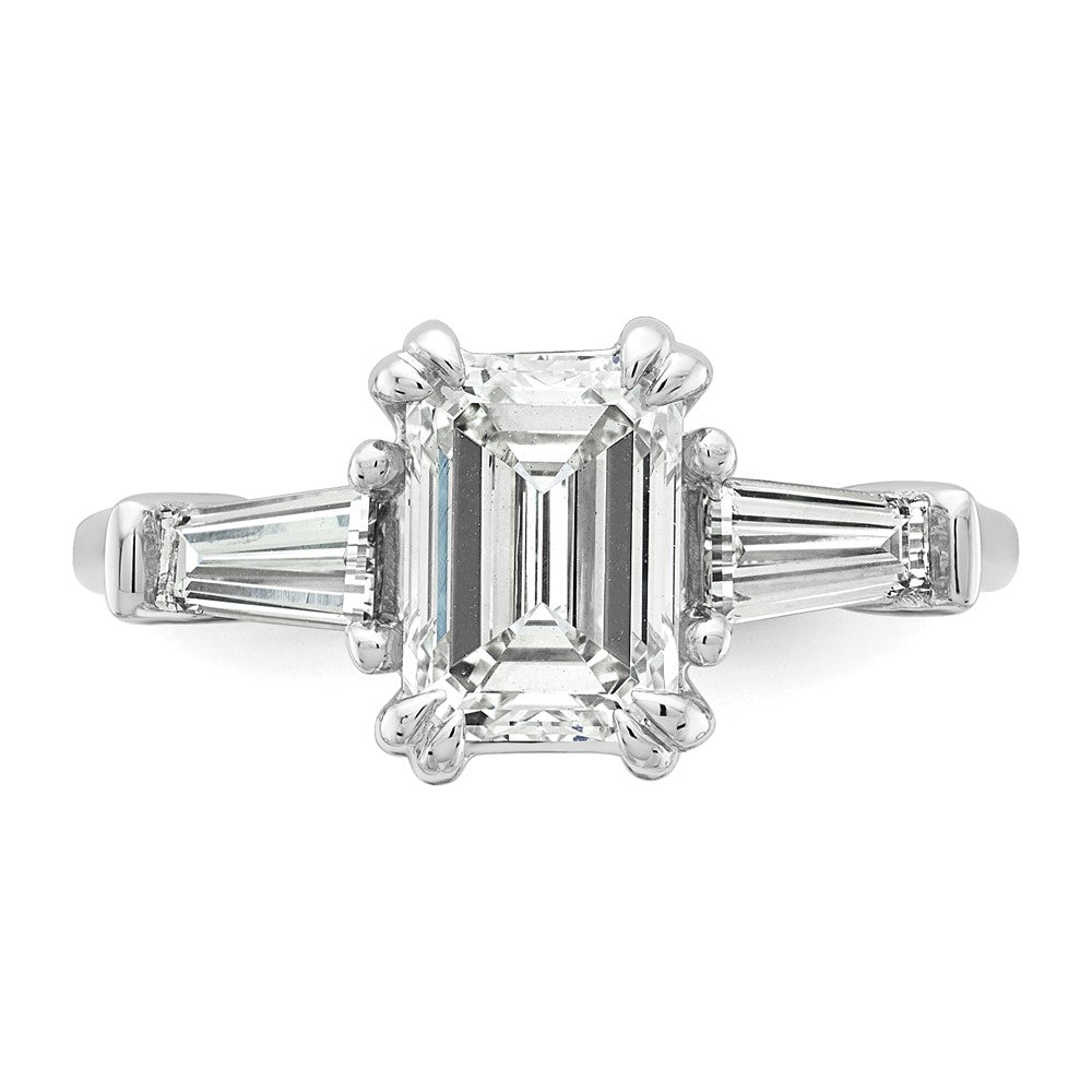 14K White Gold 3/4ct Lab Grown Dia VS+ F+ Emerald Center Semi-Mount Eng Ring