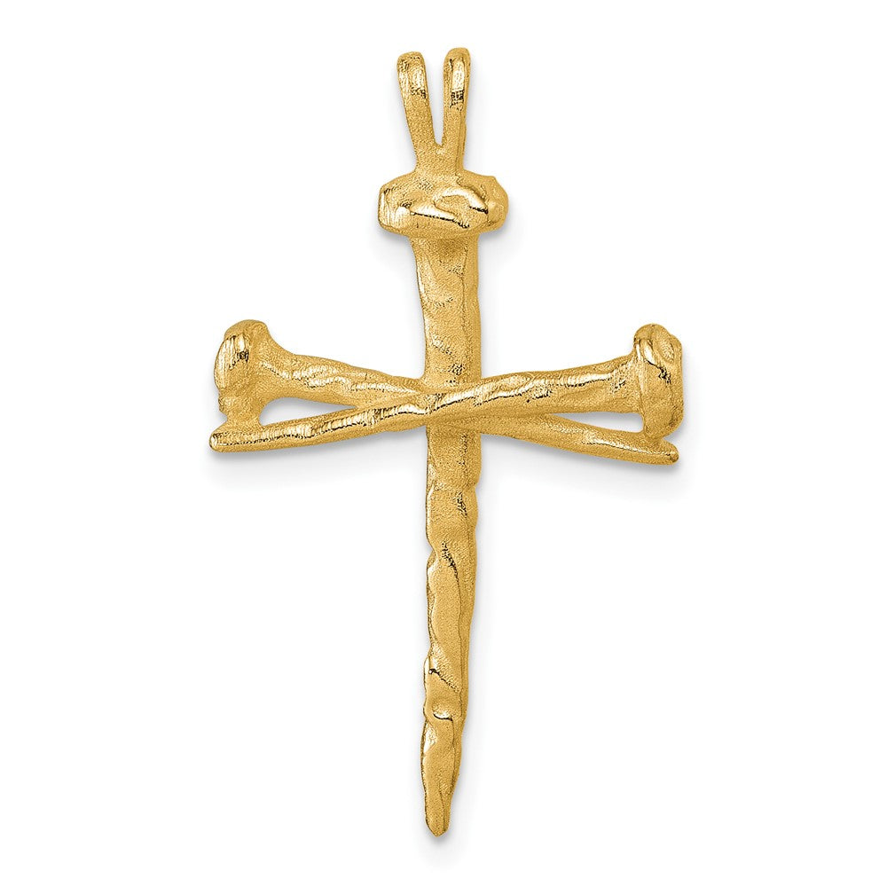 14K Yellow Gold Polished Nail Cross Charm