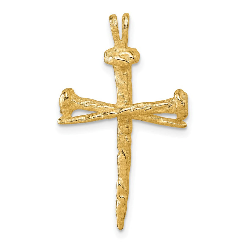 14K Yellow Gold Polished Nail Cross Charm