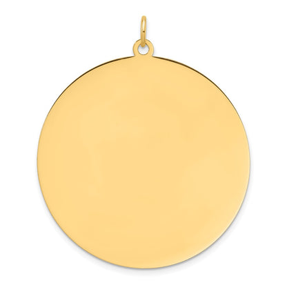 14K Yellow Gold Plain .035 Gauge Round Engravable 38.3mm Disc Charm