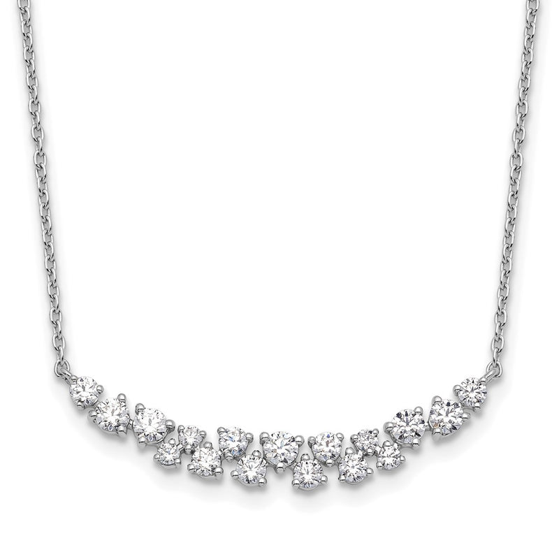 14K White Gold 7/8 carat Lab Grown Diamond VS/SI+ G+ Complete 18 Inch Fashion Bar Necklace