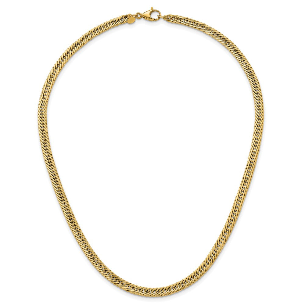 14K Yellow Gold Polished Fancy Hollow Curb Link 17 Inch Necklace