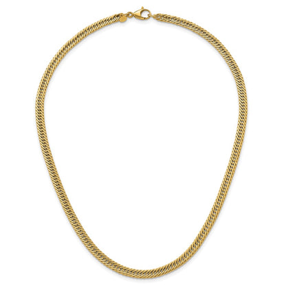 14K Yellow Gold Polished Fancy Hollow Curb Link 17 Inch Necklace