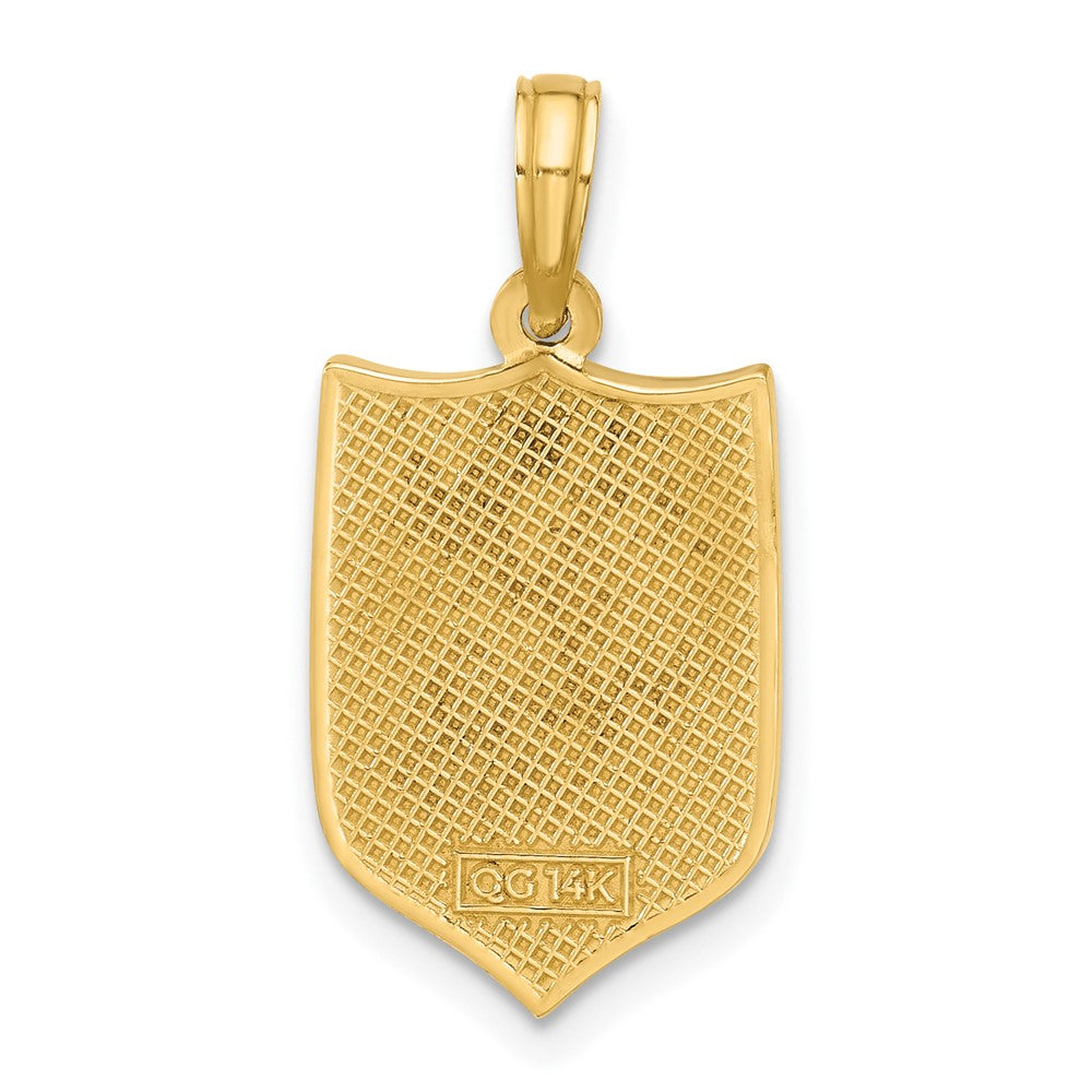 14K Yellow Gold Polished Shield with Cross Pendant