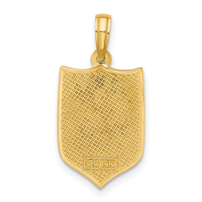 14K Yellow Gold Polished Shield with Cross Pendant