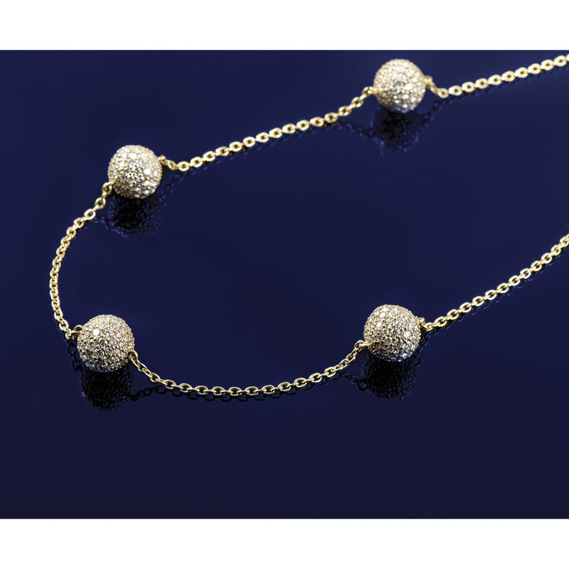 14K Yellow Gold 10 5/8 carat Lab Grown Diamond VS/SI+ G+ Complete 18 Inch 10mm Sphere Necklace