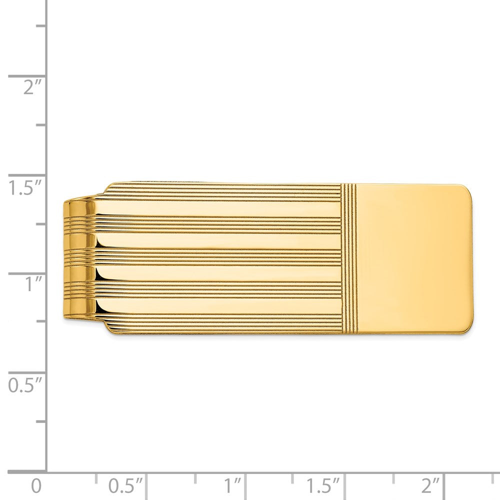 14K Yellow Gold Men's Grooved Polished Money Clip