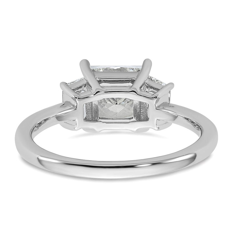 14K White Gold 2 carat Lab Grown Diamond VS+ F+ Princess and Trapezoid Complete Three Stone Engagement Ring