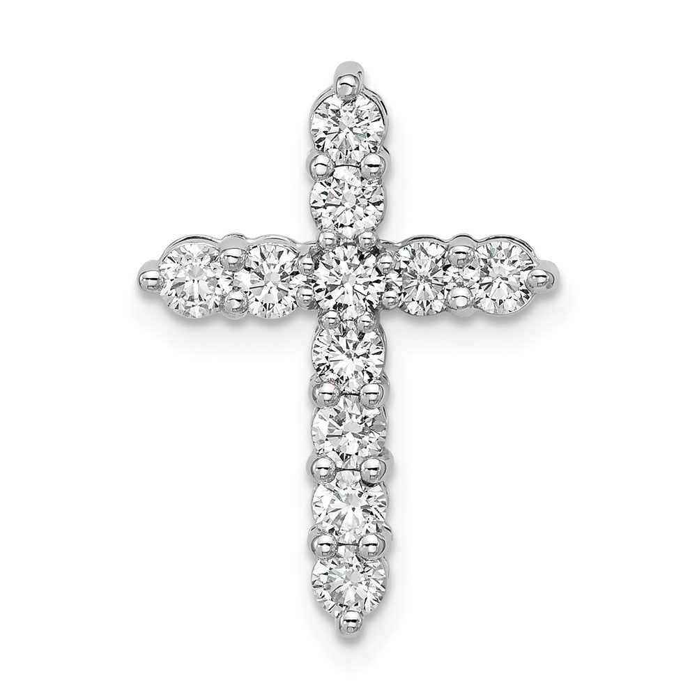 14K White Gold 1 carat Lab Grown Diamond VS+ F+ Complete Cross Chain Slide Pendant