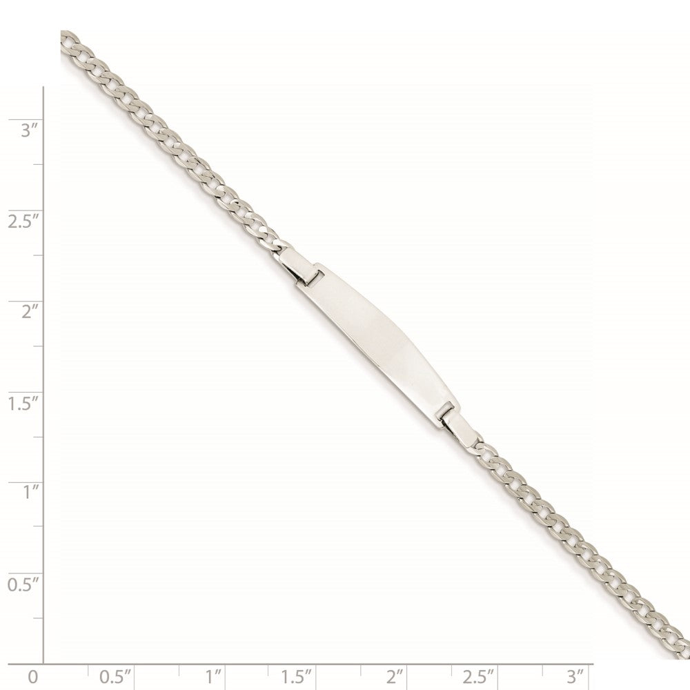 14K White Gold 7in Solid Polished Curb Link ID Bracelet