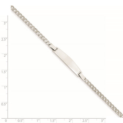 14K White Gold 7in Solid Polished Curb Link ID Bracelet
