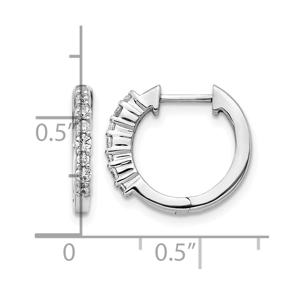 10K White Gold Diamond Hinged Hoop Earrings