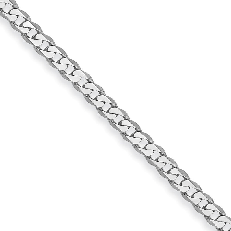 14K White Gold 2.2mm Flat Beveled Curb 26 Inch Chain