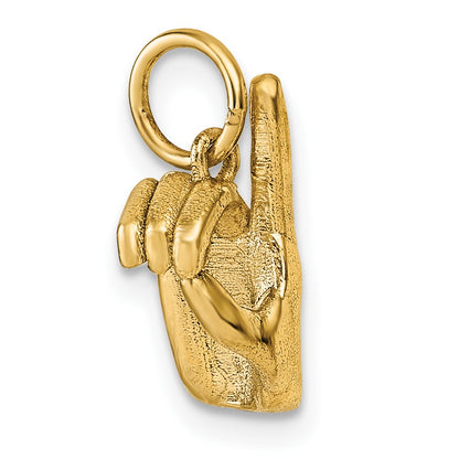 14K Yellow Gold American Sign Language Alphabet Fingerspelling Sign D Pendant